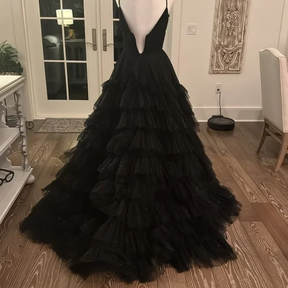 Sherri hill black a-line prom dress style 55461 - Picture 3 of 7